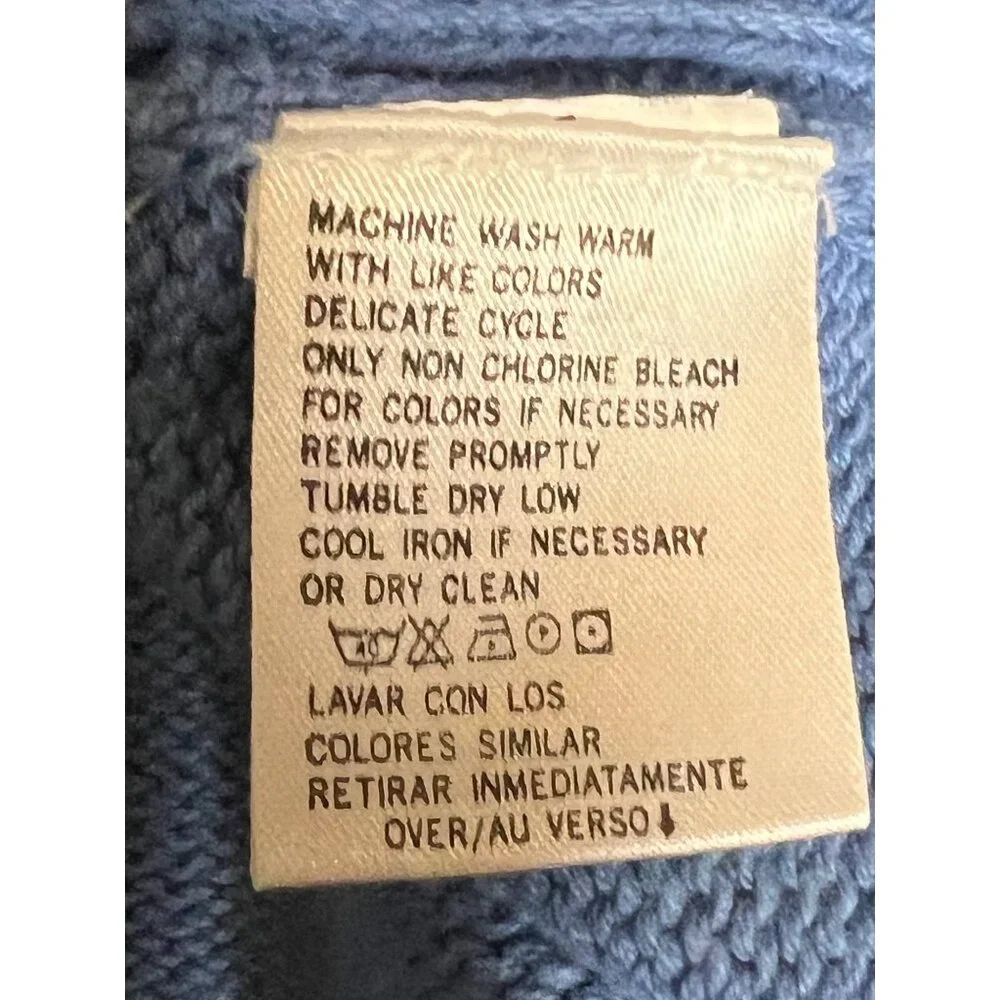 Crazy Horse By Liz Claiborne Sweater Large Blue V-Neck Knit Ribbed Cotton NWOT